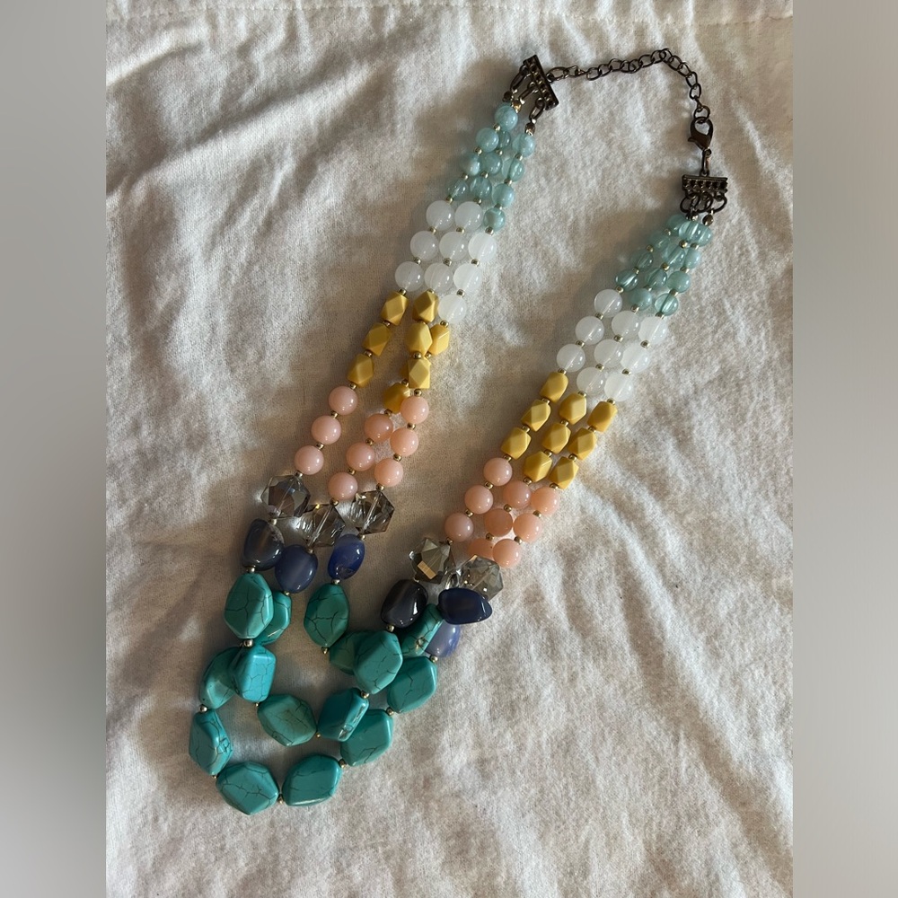 Anthropologie Pastel Multicolor Layered Beaded Necklace